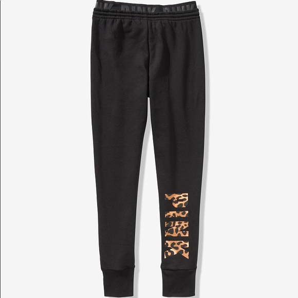 💕VS PINK BLACK & LEOPARD HIGHWAIST SKINNY JOGGERS - Picture 4 of 8